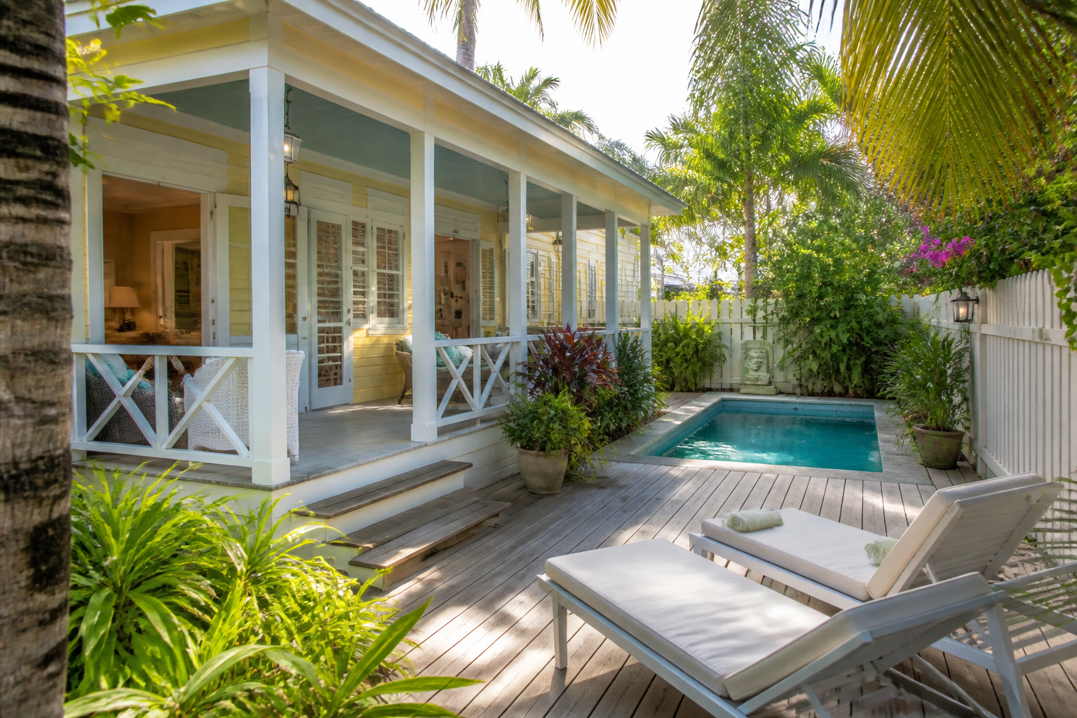 Charming Key West vacation rental cottage with tropical landscaping and a private pool
