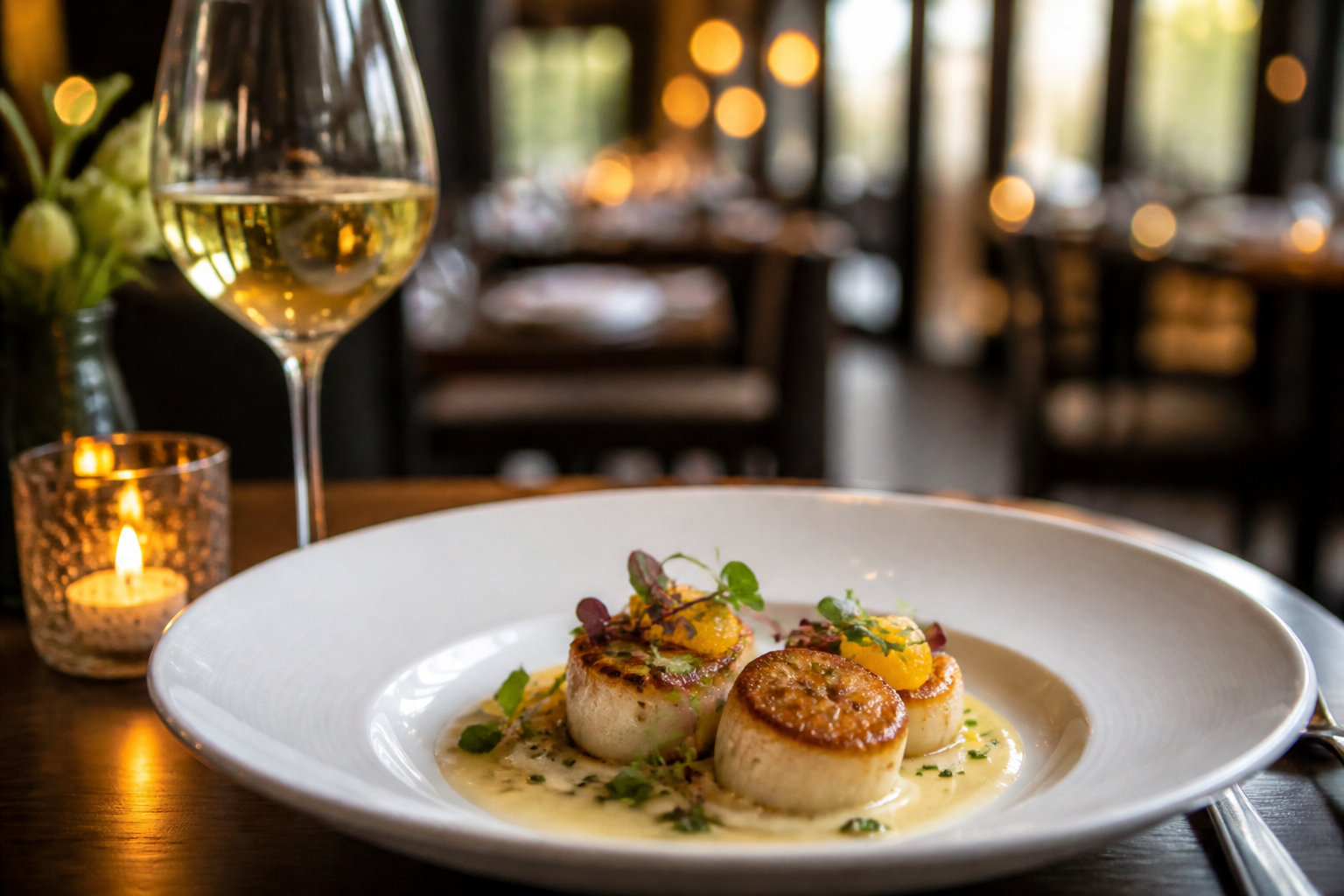 Outdoor dining at an upscale Napa Valley restaurant with views of lush vineyard scenery