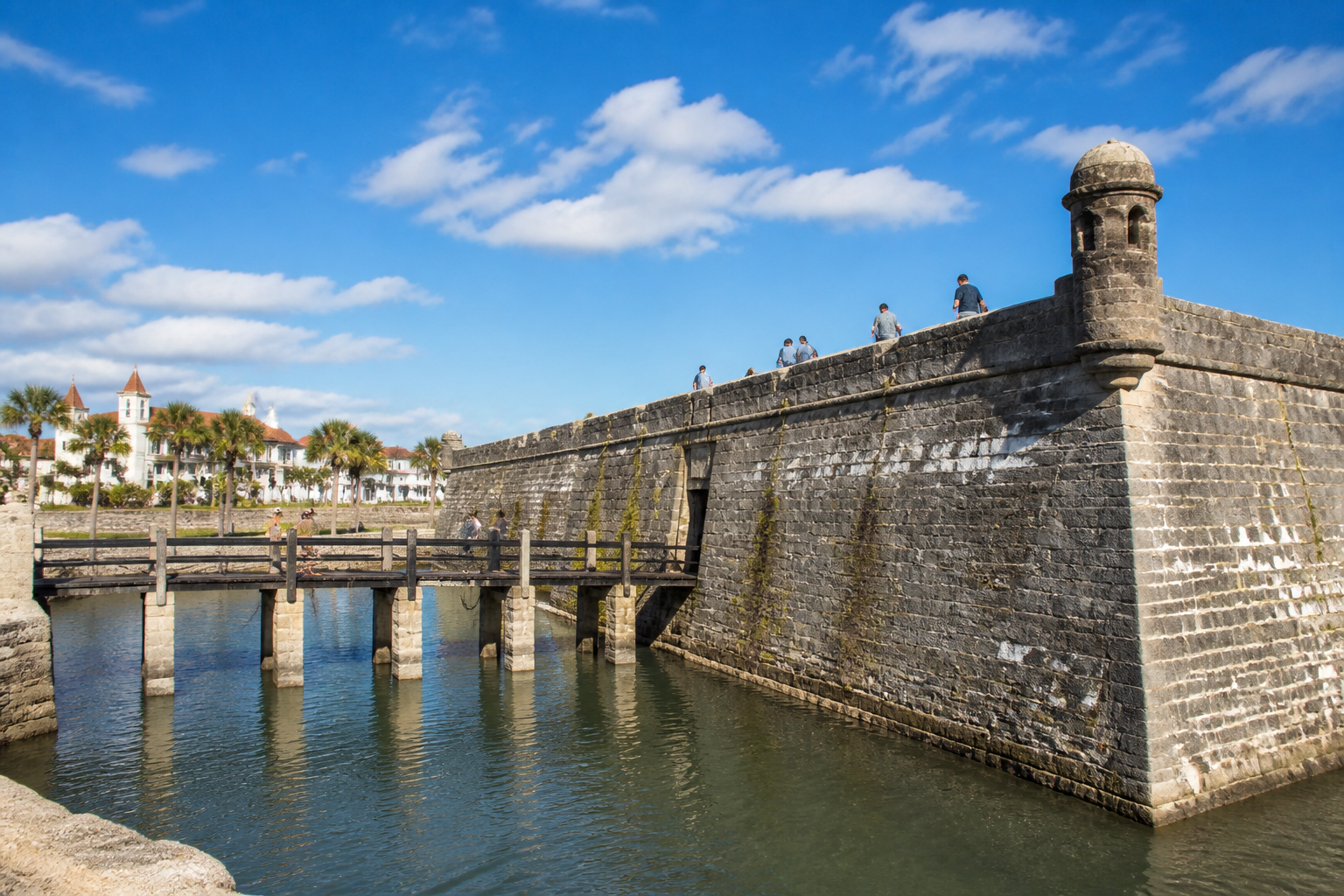 Tourists exploring Castillo de San Marcos, a top landmark and must-see attraction in St. Augustine, FL